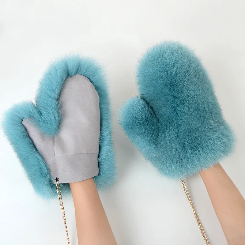 2026 New Brand Girl Fashion Luxury Real Fox Fur Glove Winter Women Natural Real Fox Fur Gloves Warm 100% Genuine Fox Fur Mittens