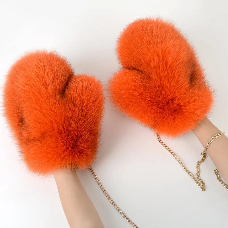 2026 New Brand Girl Fashion Luxury Real Fox Fur Glove Winter Women Natural Real Fox Fur Gloves Warm 100% Genuine Fox Fur Mittens