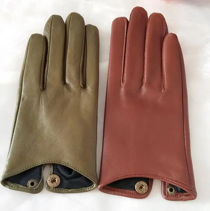 Women's Natural Sheepskin Leather Gloves Female Genuine Leather Motorcycle Driving Gloves R760