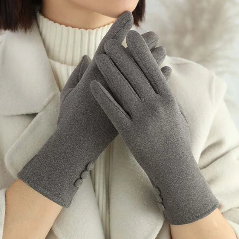 Korean Women's Cycling Touchscreen Gloves Autumn Winter Warm Plus Velvet Thickened Outdoor Sports Cold Proof Driving Mittens