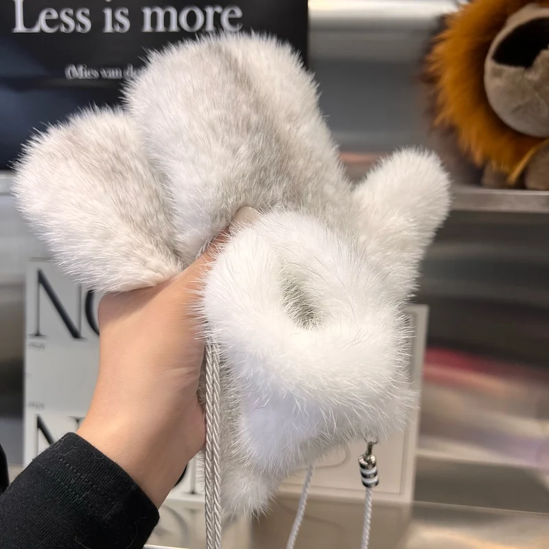 Winter Real Mink Fur Gloves Fashion Soft Warm 100%Natural Mink Fur Gloves Lady Good Elastic Genuine Fur Gloves Knitted Fur Glove