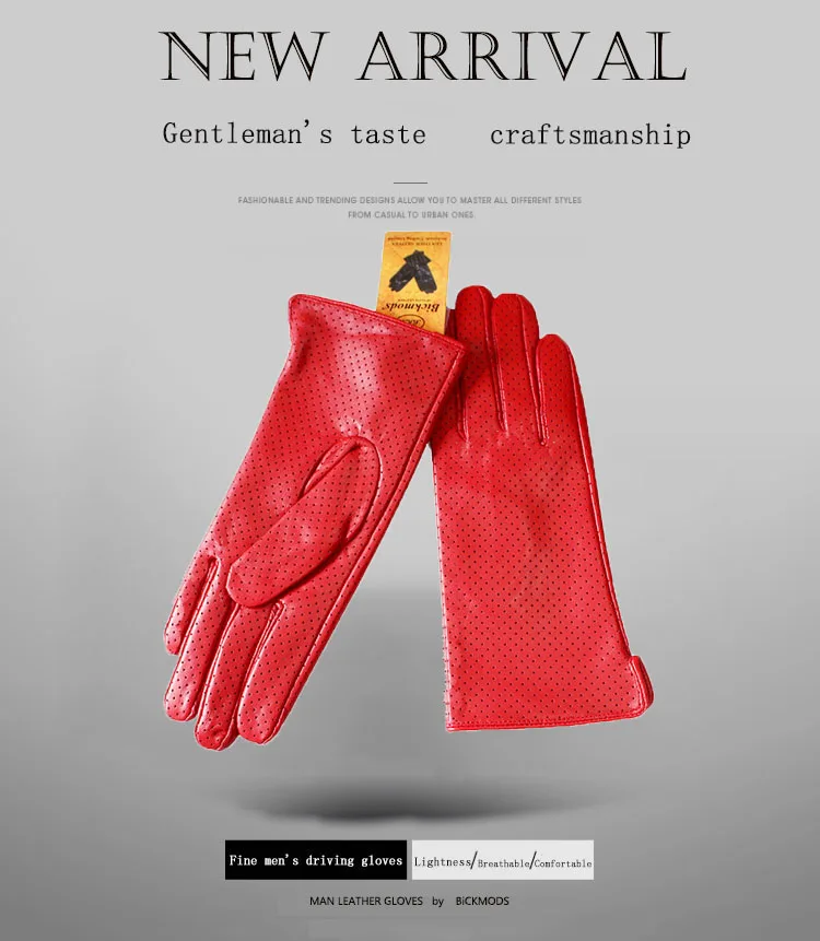 Summer Driving Thin Leather Sheepskin Gloves Women's Fashionable Silk Lining Perforated Motorcycle Riding Finger Gloves