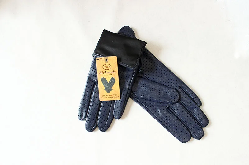 Summer Driving Thin Leather Sheepskin Gloves Women's Fashionable Silk Lining Perforated Motorcycle Riding Finger Gloves
