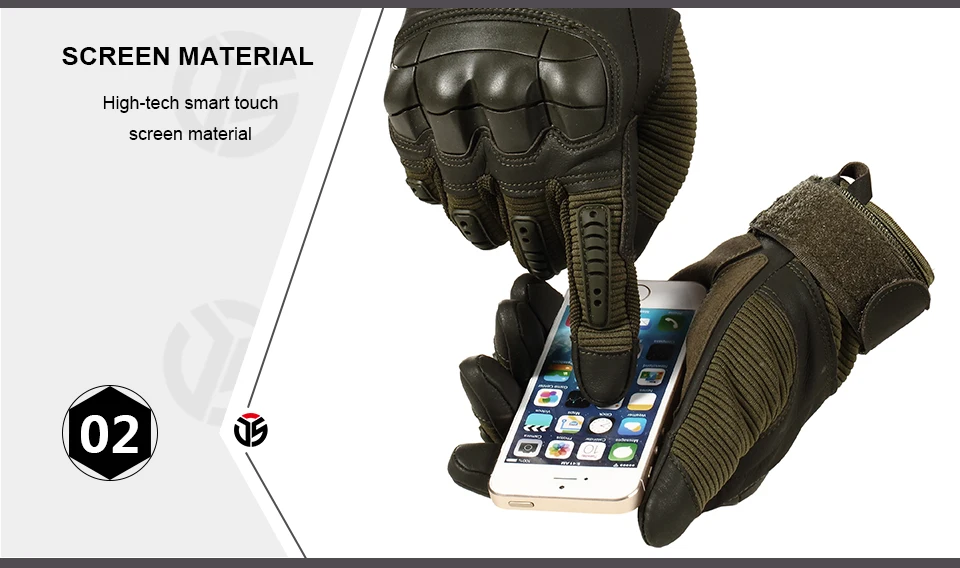 Full Finger Tactical Gloves Outdoor Paintball Shooting Airsoft PU Leather Touch Screen Work Non-slip Rubber Protective Gear Men