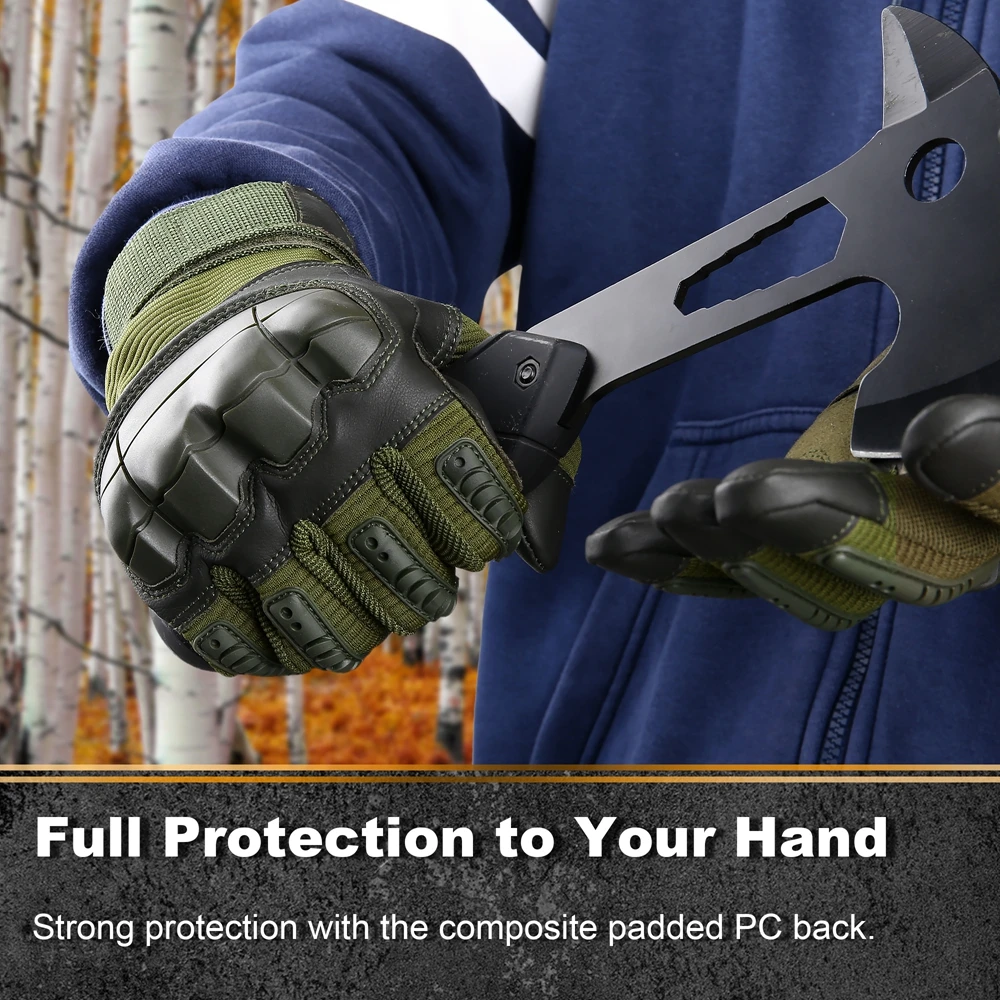 Full Finger Tactical Gloves Outdoor Paintball Shooting Airsoft PU Leather Touch Screen Work Non-slip Rubber Protective Gear Men