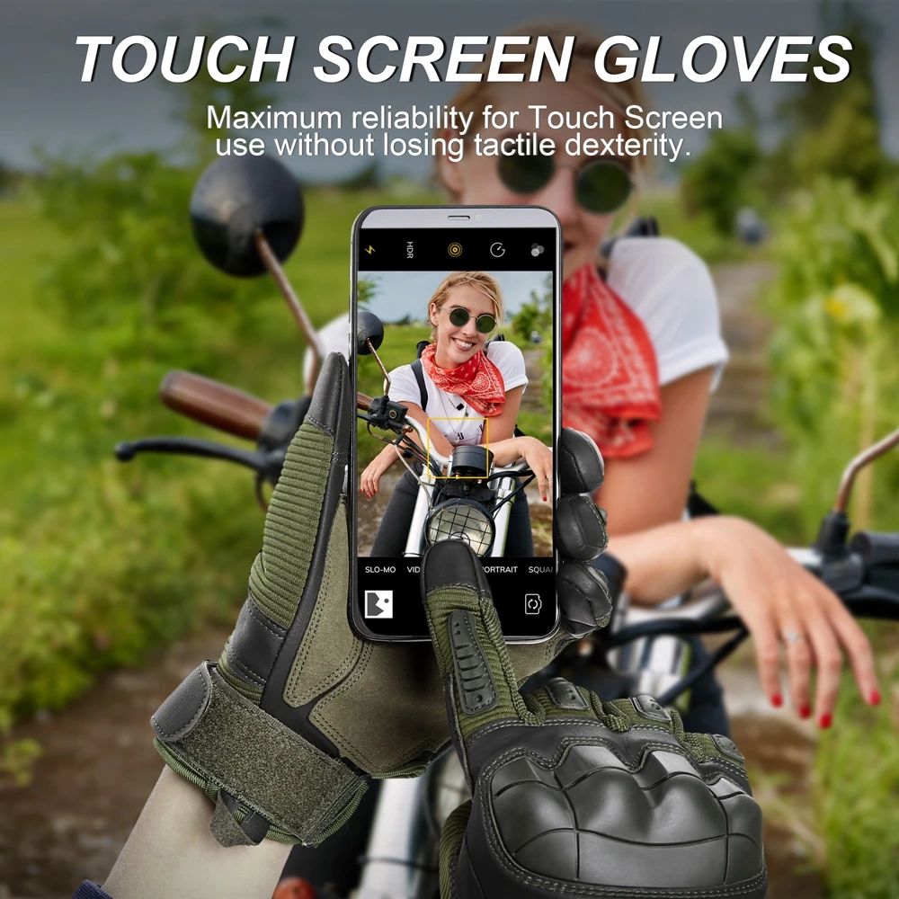 Full Finger Tactical Gloves Outdoor Paintball Shooting Airsoft PU Leather Touch Screen Work Non-slip Rubber Protective Gear Men