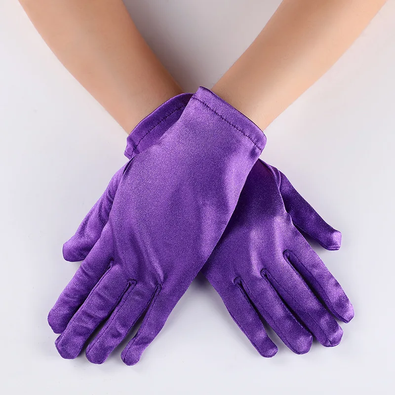 22cm 55cm Women Satin Multicolor Evening Wear Gloves Cosplay Opera Banquet Etiquette Elasticity Fashion Eelgant