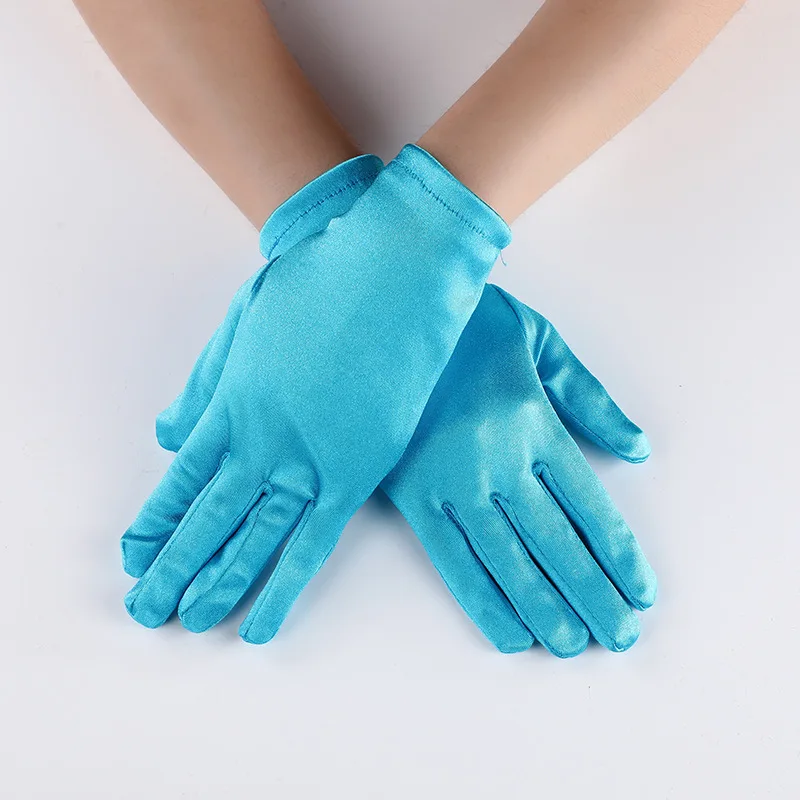 22cm 55cm Women Satin Multicolor Evening Wear Gloves Cosplay Opera Banquet Etiquette Elasticity Fashion Eelgant