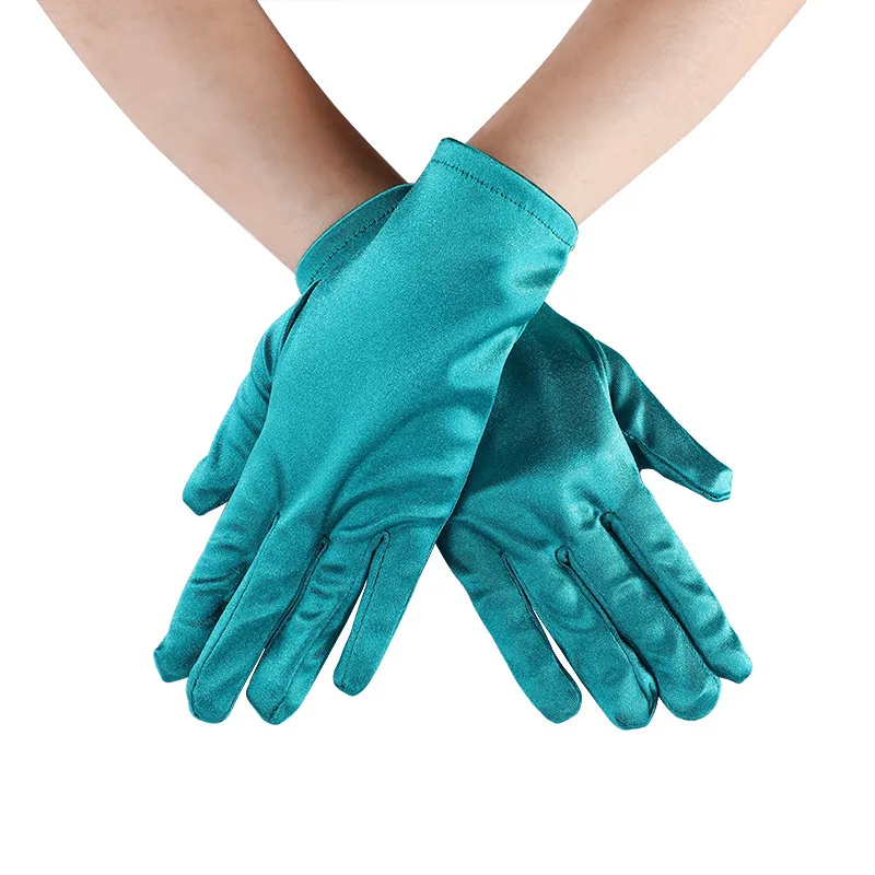 22cm 55cm Women Satin Multicolor Evening Wear Gloves Cosplay Opera Banquet Etiquette Elasticity Fashion Eelgant