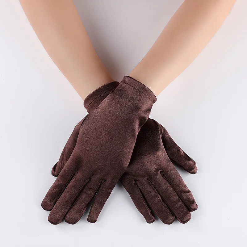 22cm 55cm Women Satin Multicolor Evening Wear Gloves Cosplay Opera Banquet Etiquette Elasticity Fashion Eelgant