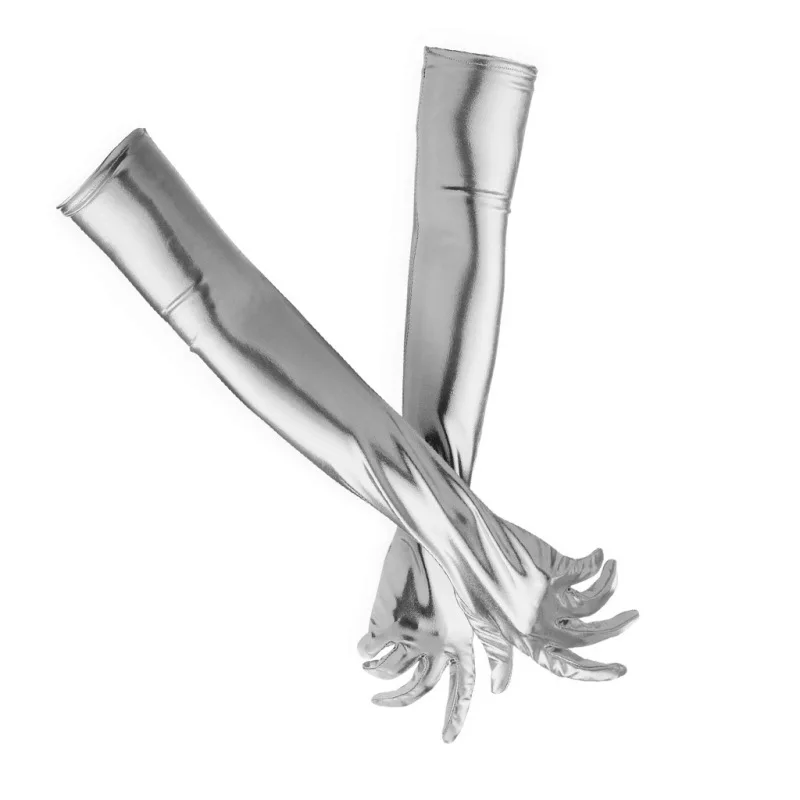 48CMWomen Bar Nightclubs Pole Dancing Performance Cosplay Long Patent Leather Sexy Gloves Multicolor Stretch Fashion Personality