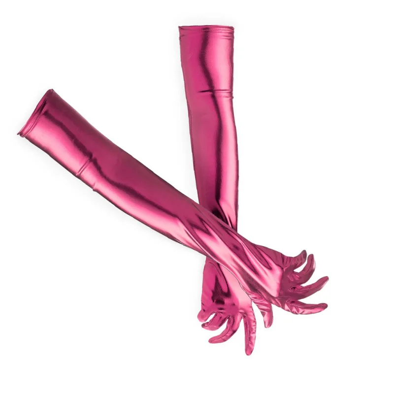 48CMWomen Bar Nightclubs Pole Dancing Performance Cosplay Long Patent Leather Sexy Gloves Multicolor Stretch Fashion Personality