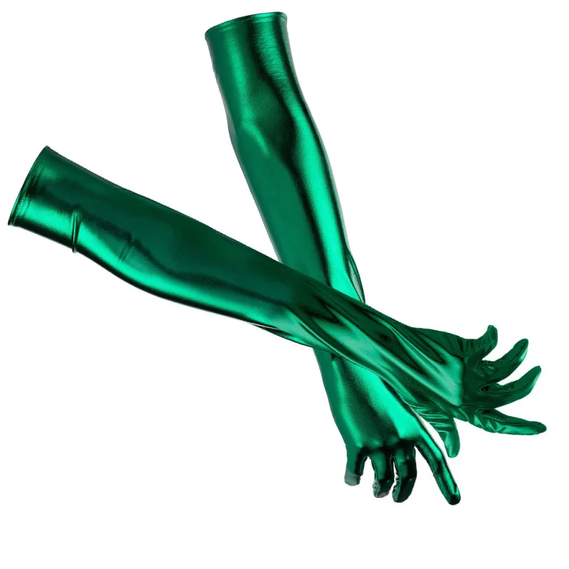 48CMWomen Bar Nightclubs Pole Dancing Performance Cosplay Long Patent Leather Sexy Gloves Multicolor Stretch Fashion Personality