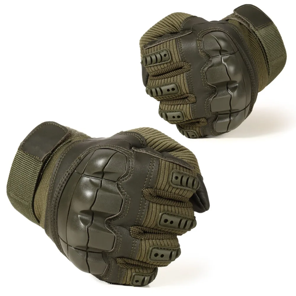 TouchScreen Tactical Full Finger Gloves Hard Rubber Paintball Airsoft Bicycle Combat PU Leather Anti-skid Cycling Work Glove Men