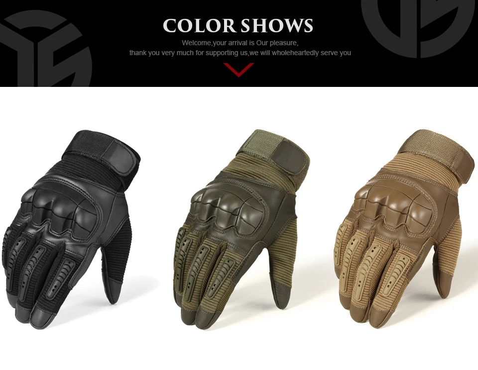TouchScreen Tactical Full Finger Gloves Hard Rubber Paintball Airsoft Bicycle Combat PU Leather Anti-skid Cycling Work Glove Men