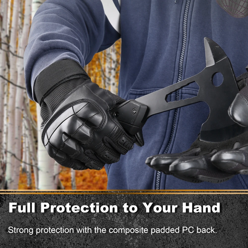 TouchScreen Tactical Full Finger Gloves Hard Rubber Paintball Airsoft Bicycle Combat PU Leather Anti-skid Cycling Work Glove Men