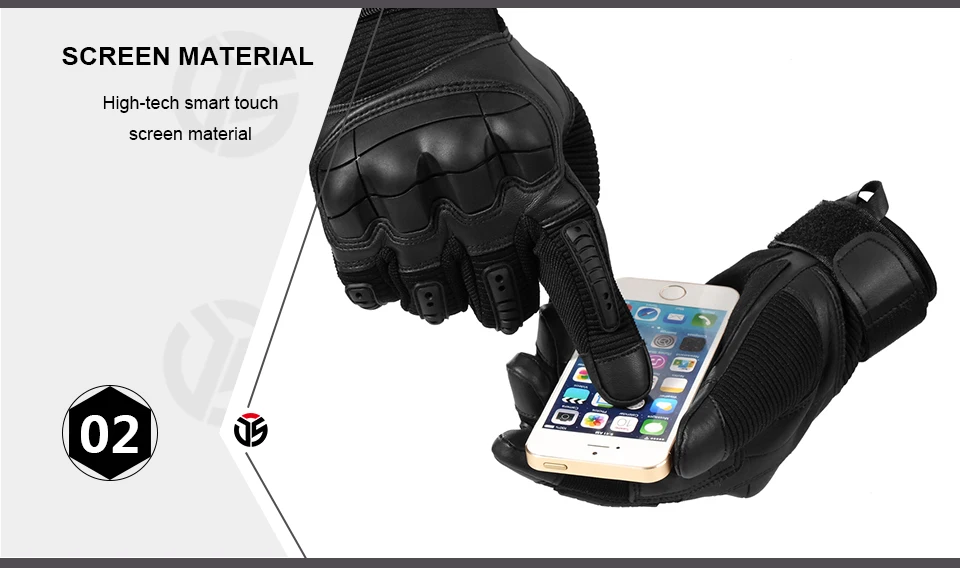 TouchScreen Tactical Full Finger Gloves Hard Rubber Paintball Airsoft Bicycle Combat PU Leather Anti-skid Cycling Work Glove Men