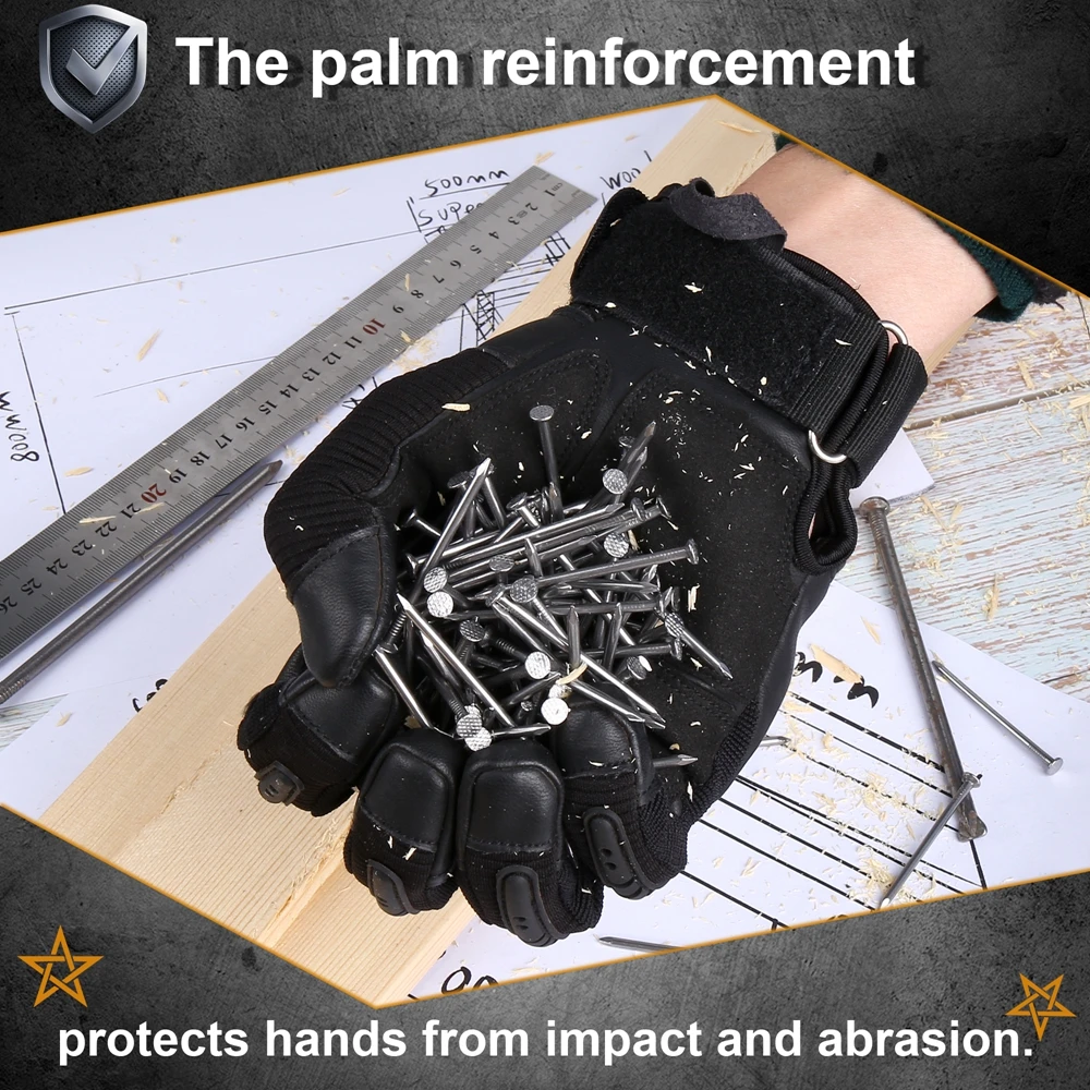 TouchScreen Tactical Full Finger Gloves Hard Rubber Paintball Airsoft Bicycle Combat PU Leather Anti-skid Cycling Work Glove Men