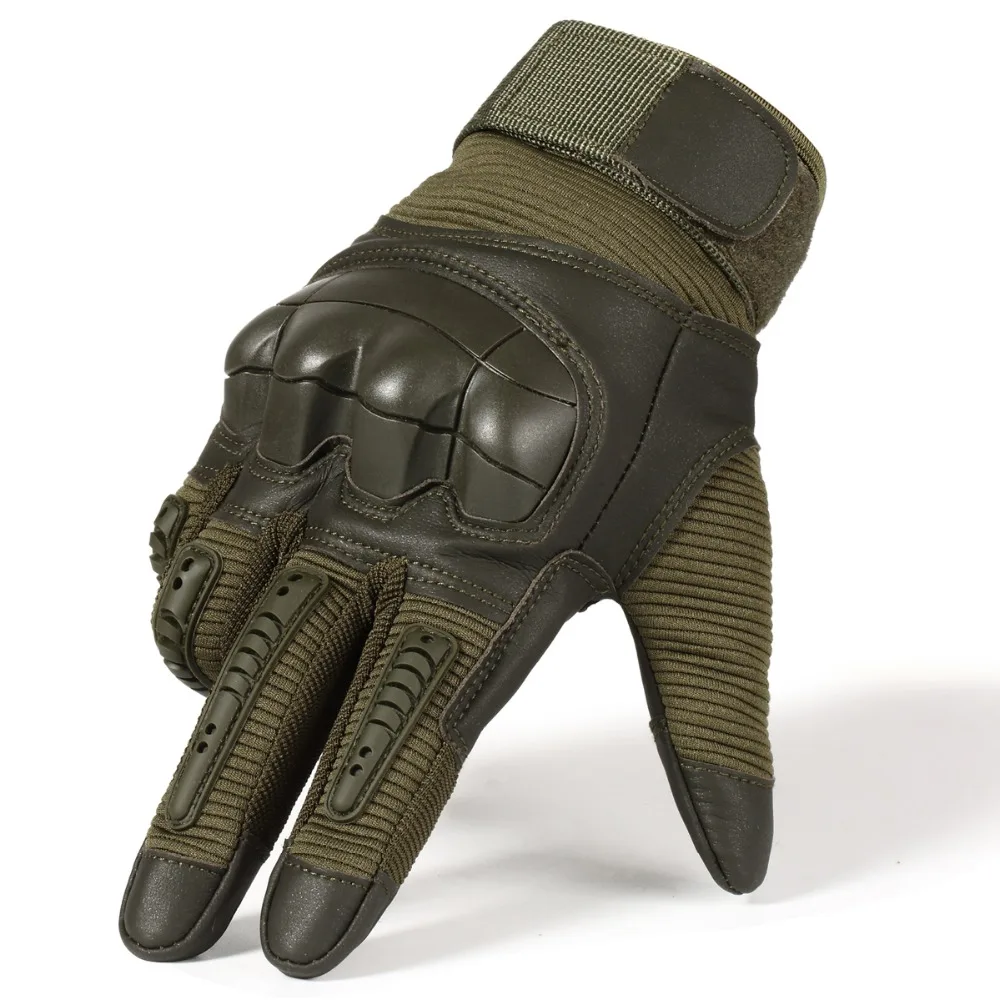 TouchScreen Tactical Full Finger Gloves Hard Rubber Paintball Airsoft Bicycle Combat PU Leather Anti-skid Cycling Work Glove Men