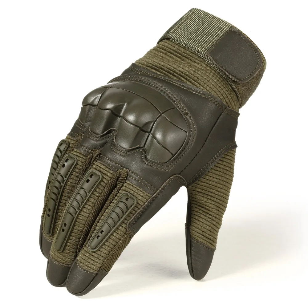 TouchScreen Tactical Full Finger Gloves Hard Rubber Paintball Airsoft Bicycle Combat PU Leather Anti-skid Cycling Work Glove Men