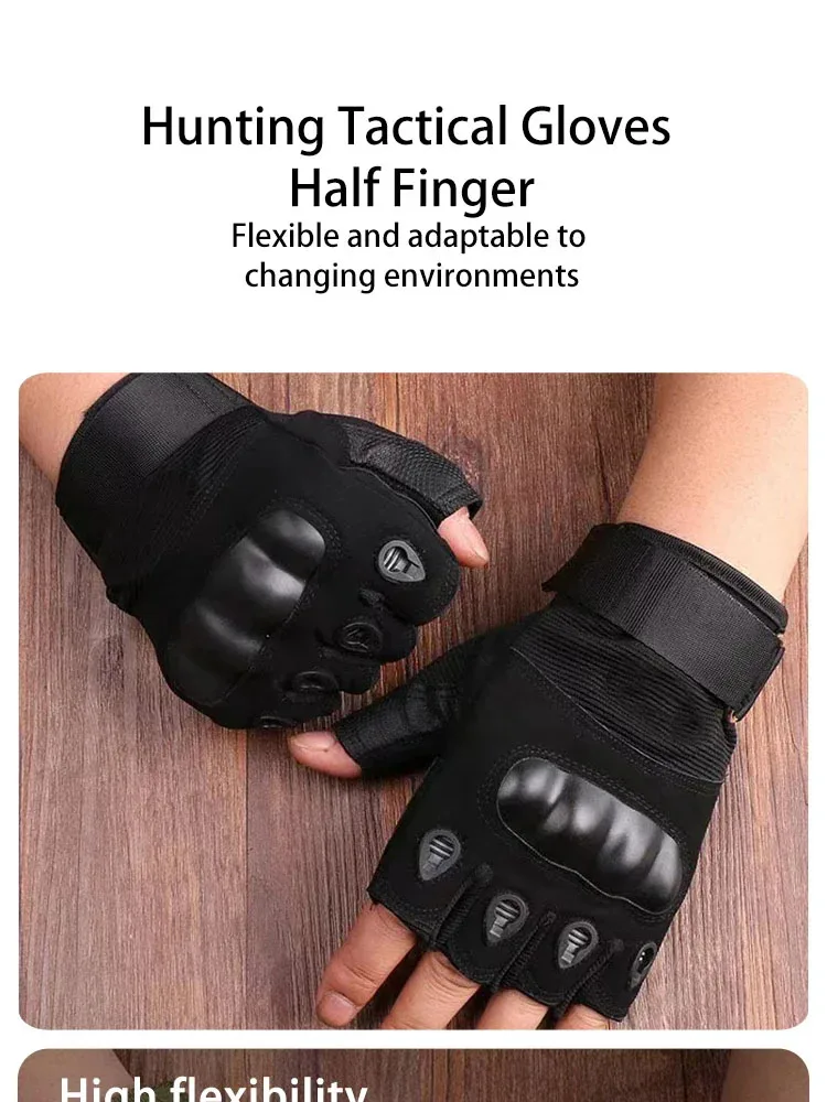 Men's Tactical Half Finger Gloves Army Military Combat Hunting Shooting Air Gun Paintball Police Duty No Finger