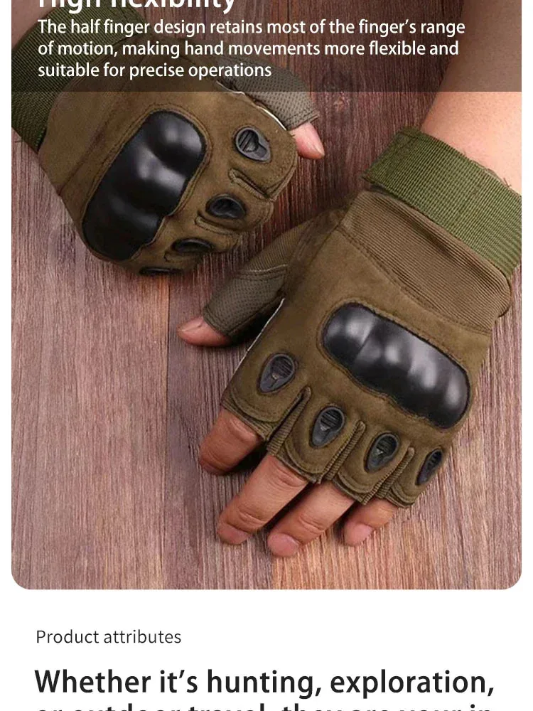 Men's Tactical Half Finger Gloves Army Military Combat Hunting Shooting Air Gun Paintball Police Duty No Finger