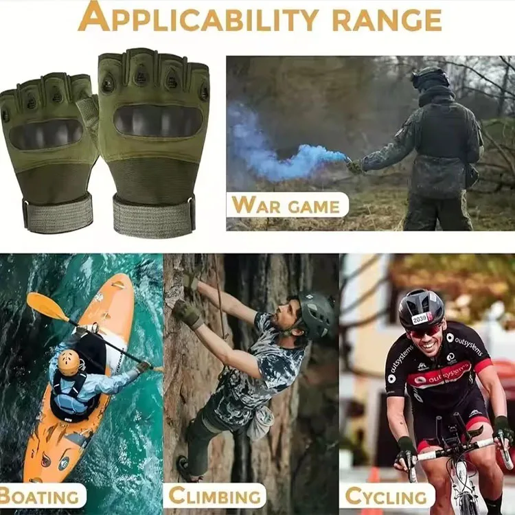 Men's Tactical Half Finger Gloves Army Military Combat Hunting Shooting Air Gun Paintball Police Duty No Finger