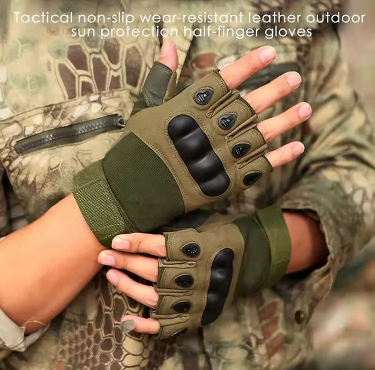 Men's Tactical Half Finger Gloves Army Military Combat Hunting Shooting Air Gun Paintball Police Duty No Finger