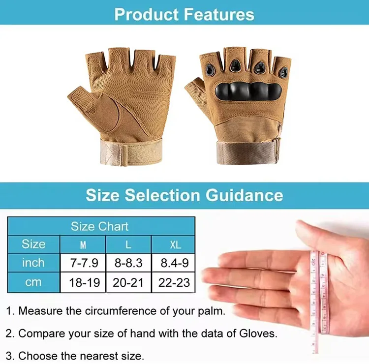 Men's Tactical Half Finger Gloves Army Military Combat Hunting Shooting Air Gun Paintball Police Duty No Finger