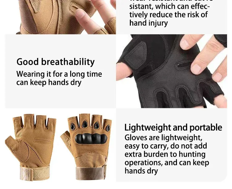 Men's Tactical Half Finger Gloves Army Military Combat Hunting Shooting Air Gun Paintball Police Duty No Finger