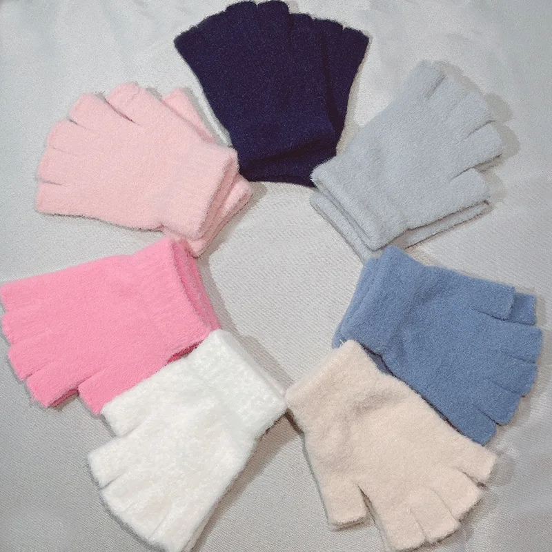 Comfortable Soft And Warm Woolen Gloves For Autumn And Winter Outdoor Cold Proof And Warm Woolen Knitted Half Finger Gloves