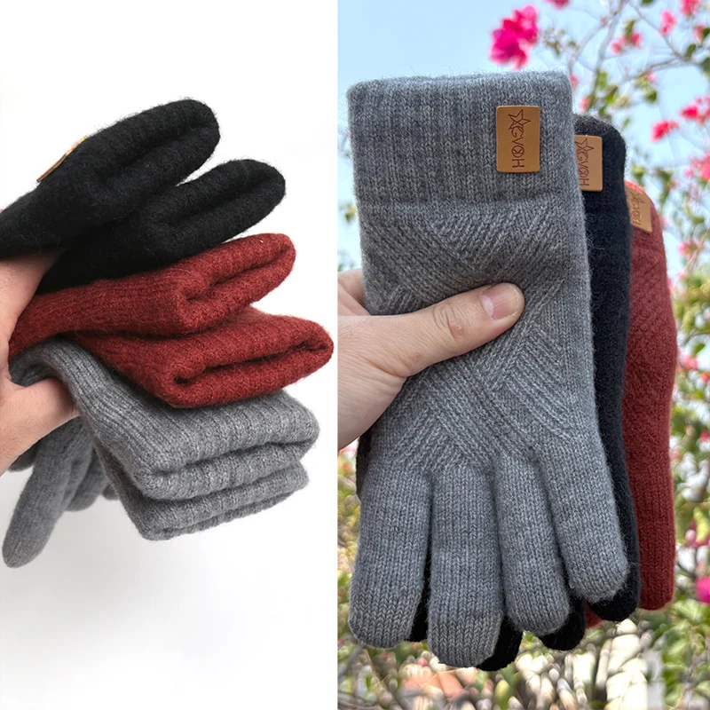 Women's Alpaca Knitted Mittens Warm Fleece Lined Knit Gloves with Touchscreen for Girls Winter Gifts Thick Warm Outdoor Gloves