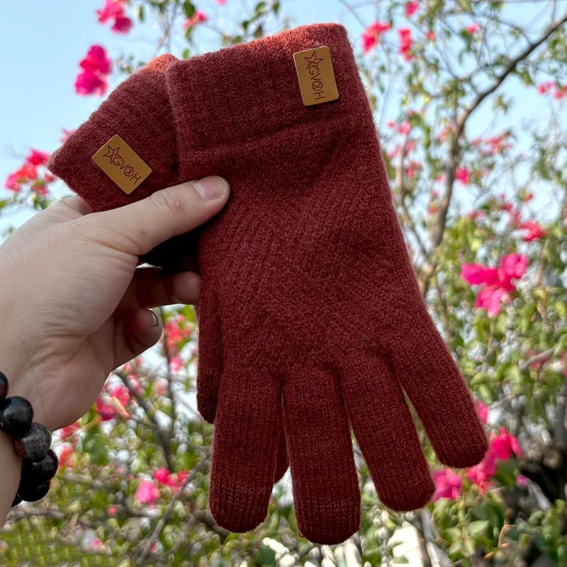 Women's Alpaca Knitted Mittens Warm Fleece Lined Knit Gloves with Touchscreen for Girls Winter Gifts Thick Warm Outdoor Gloves