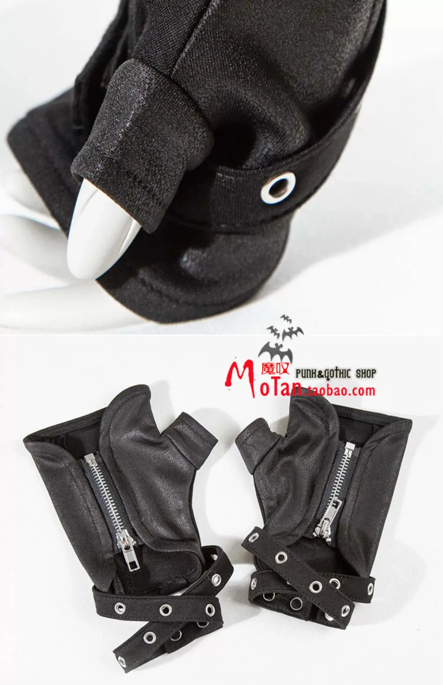 Hip Hop Punk Imitation Leather Fingerless Gloves Women Techwear Style Zipper Sport Motorcycle Gloves Guantes
