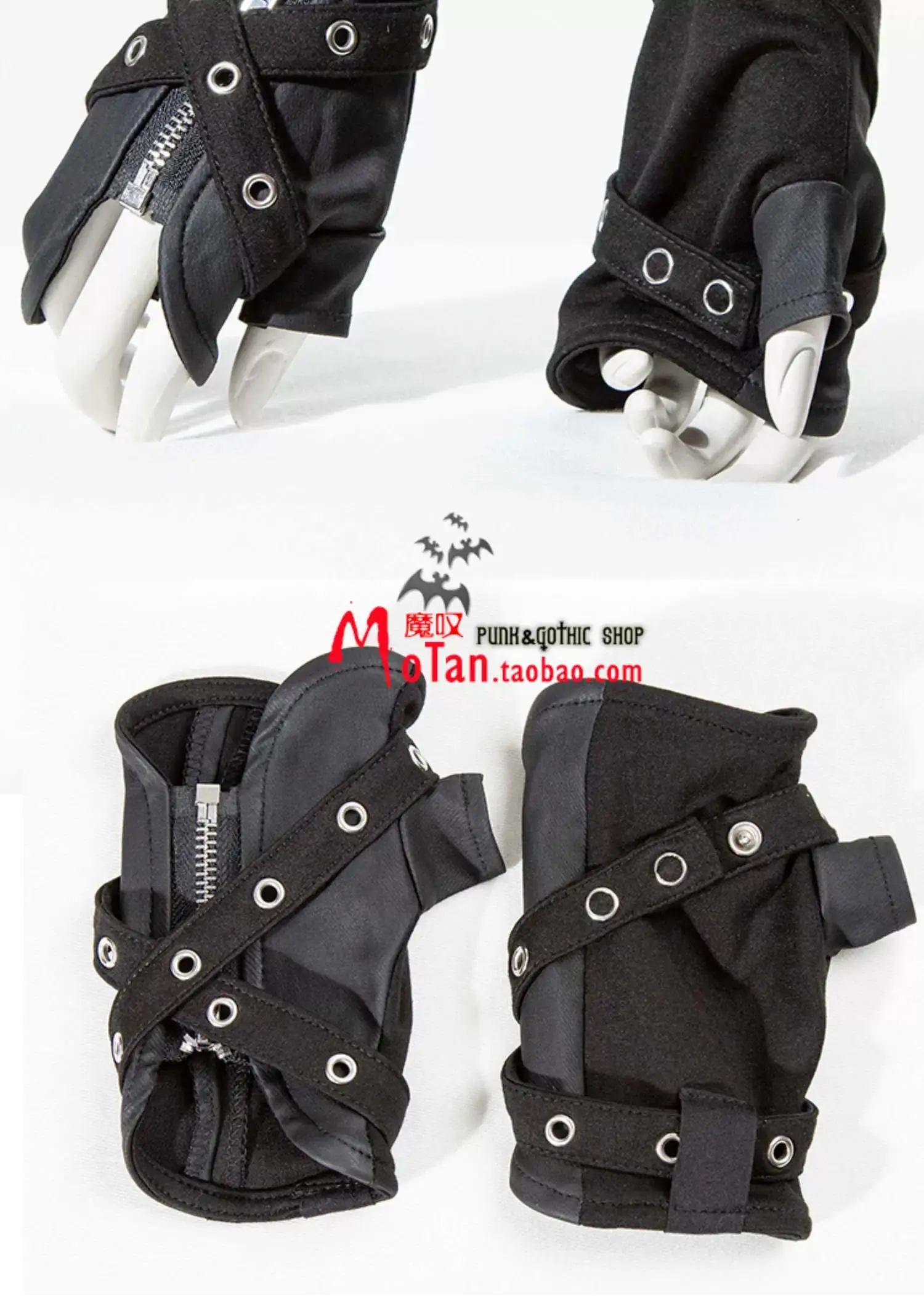 Hip Hop Punk Imitation Leather Fingerless Gloves Women Techwear Style Zipper Sport Motorcycle Gloves Guantes