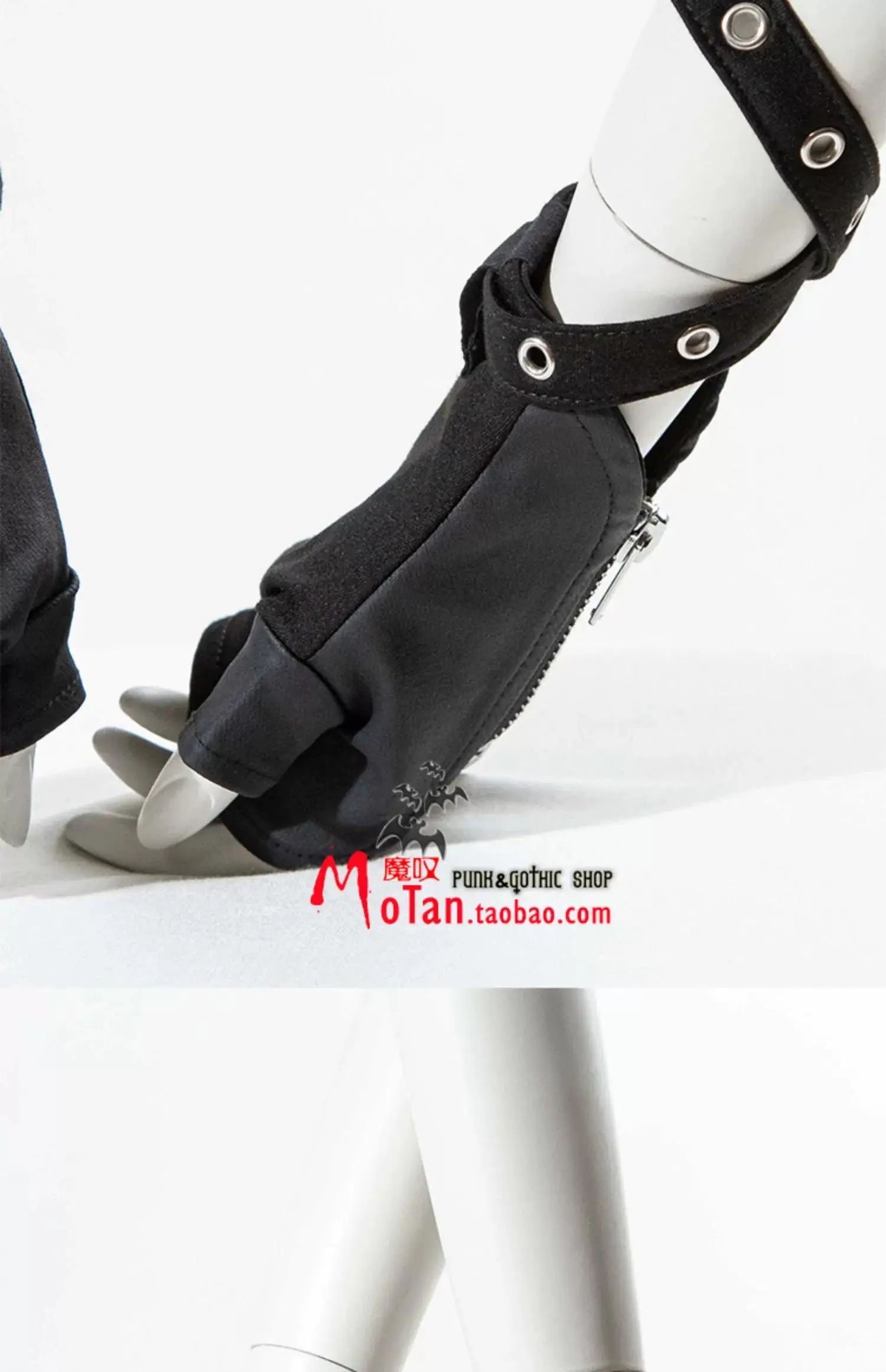 Hip Hop Punk Imitation Leather Fingerless Gloves Women Techwear Style Zipper Sport Motorcycle Gloves Guantes