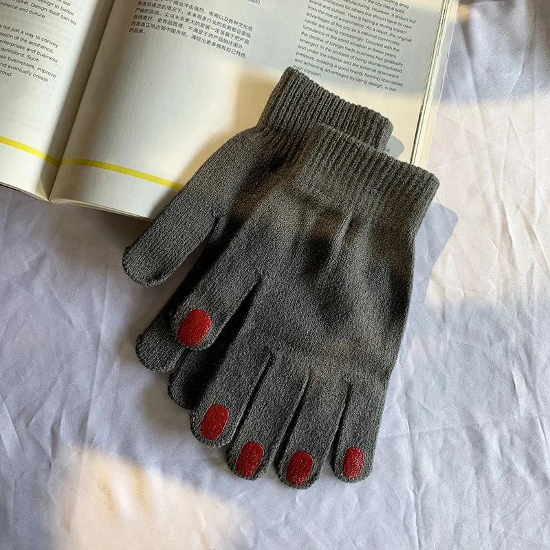 Japanese Manicure Nail Polish Gloves Winter Women's Knit Wool Yarn Full Finger Warm Coldproof Nonslip Sport Cycling Mittens H76