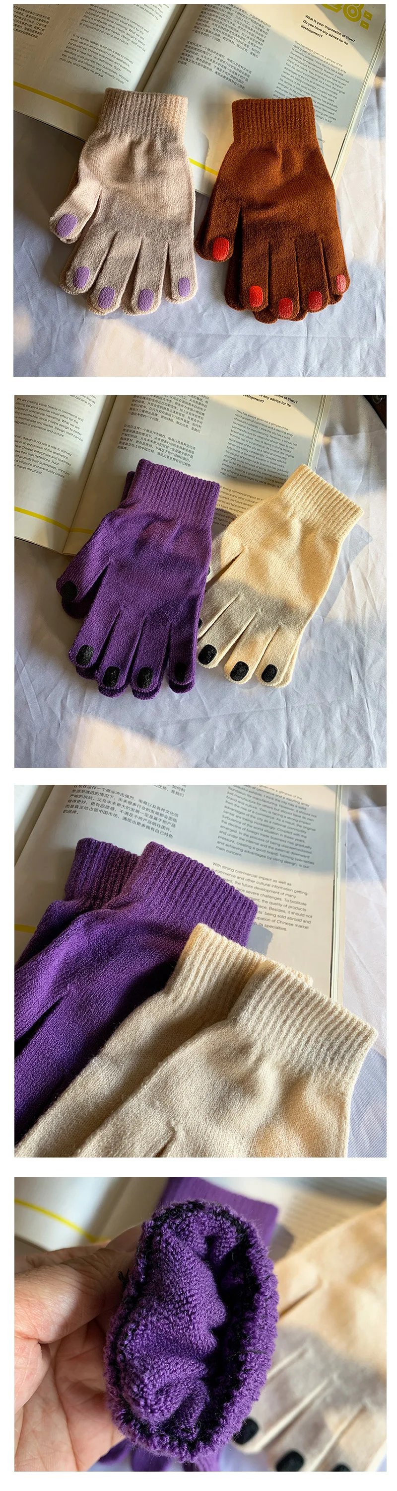 Japanese Manicure Nail Polish Gloves Winter Women's Knit Wool Yarn Full Finger Warm Coldproof Nonslip Sport Cycling Mittens H76