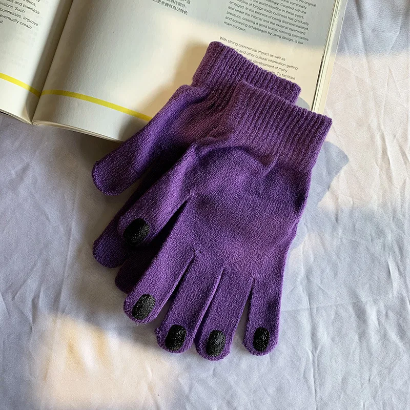 Japanese Manicure Nail Polish Gloves Winter Women's Knit Wool Yarn Full Finger Warm Coldproof Nonslip Sport Cycling Mittens H76