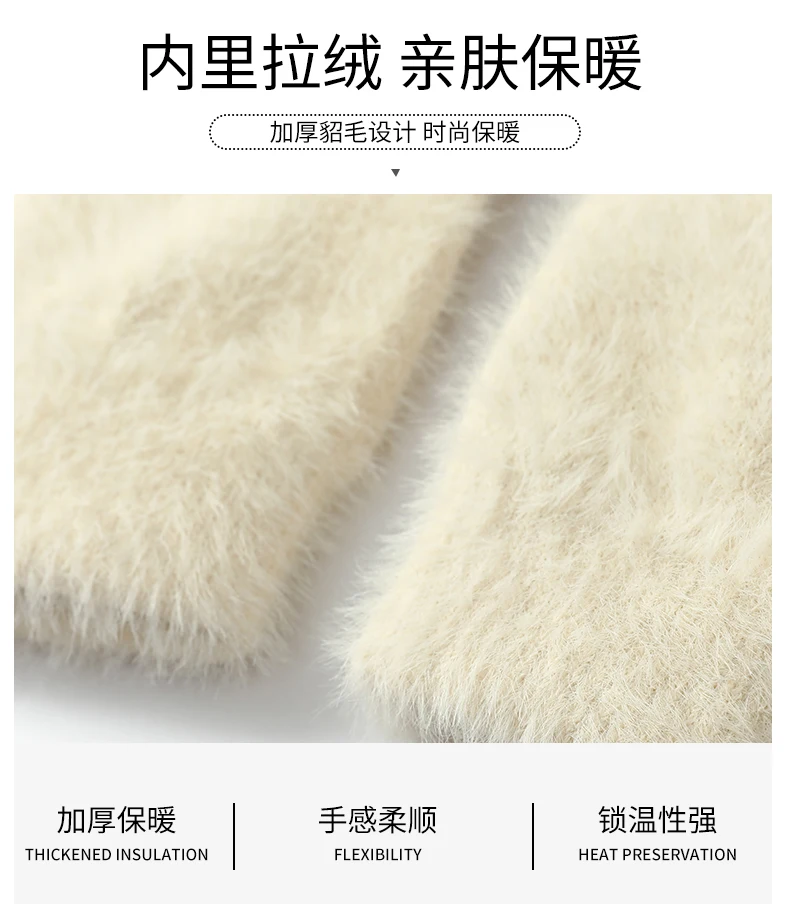 100% Mink Cashmere Gloves Women in Autumn and Winter Warm Thick Five Finger Gloves for Typing Touch Screen Gloves UNISEX