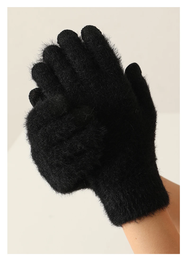 100% Mink Cashmere Gloves Women in Autumn and Winter Warm Thick Five Finger Gloves for Typing Touch Screen Gloves UNISEX