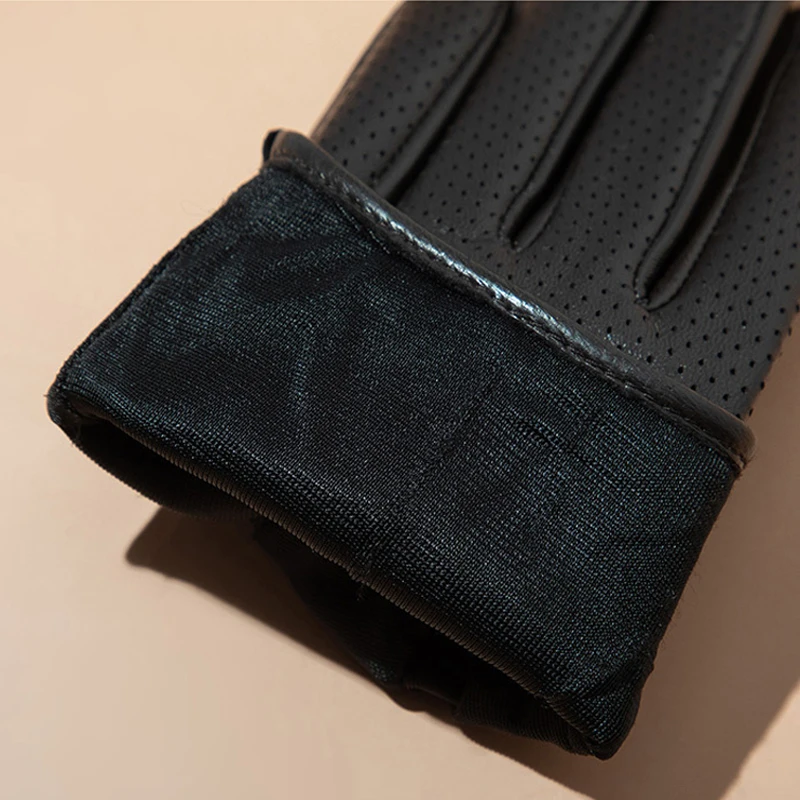 2025 Autumn Men style Business Sheepskin Leather Gloves Winter Full Finger Touch Screen Black Gloves Riding Motorcycle Gloves