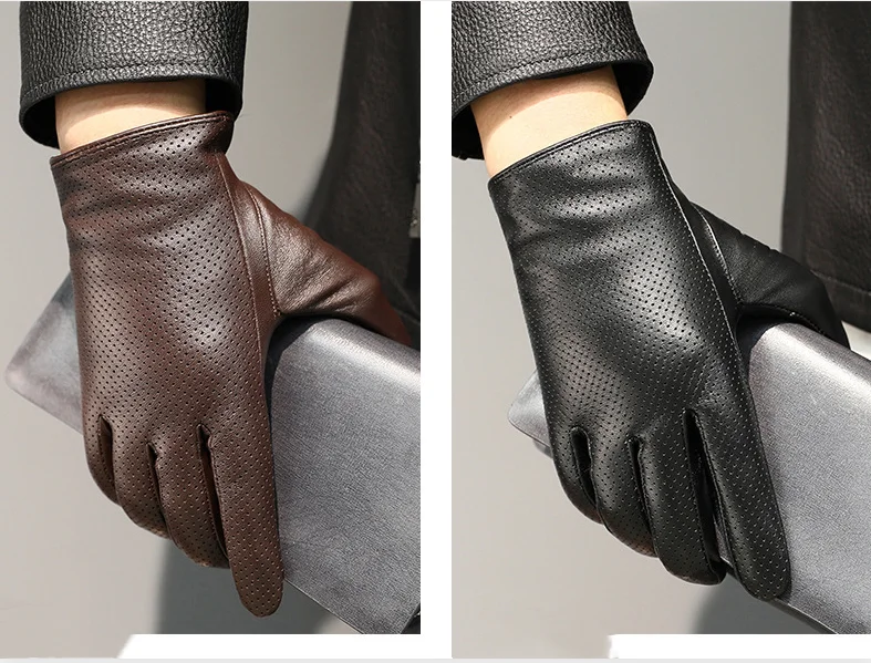 2025 Autumn Men style Business Sheepskin Leather Gloves Winter Full Finger Touch Screen Black Gloves Riding Motorcycle Gloves