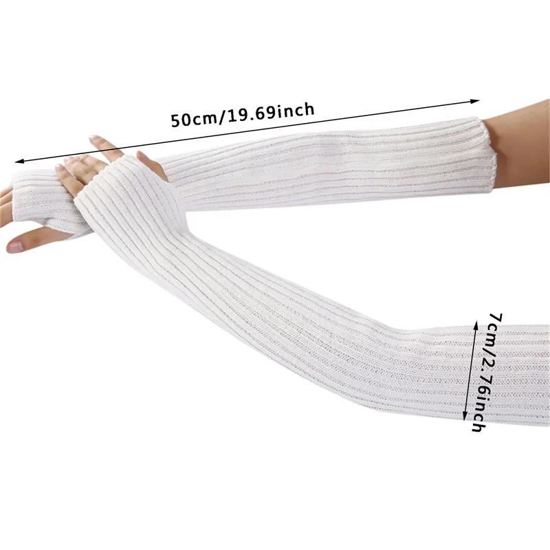 Y2K Fingerless Mittens Women Knitted Gloves Cosplay Anime Gloves Winter Arm Warmers Punk Gothic Harajuku Knit Mitten Arm Sleeves