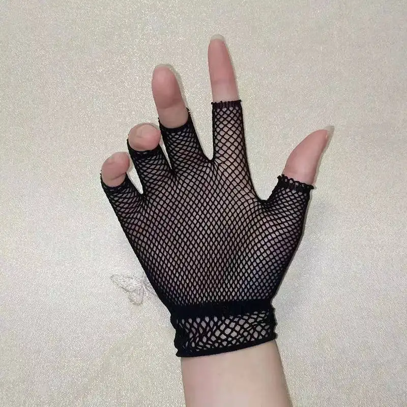 1 Pair Unisex Short Fishnet Gloves Fashion Girl Fingerless Mesh Glove Punk Rock Fancy Night Club Party Sexy Women Black Gloves