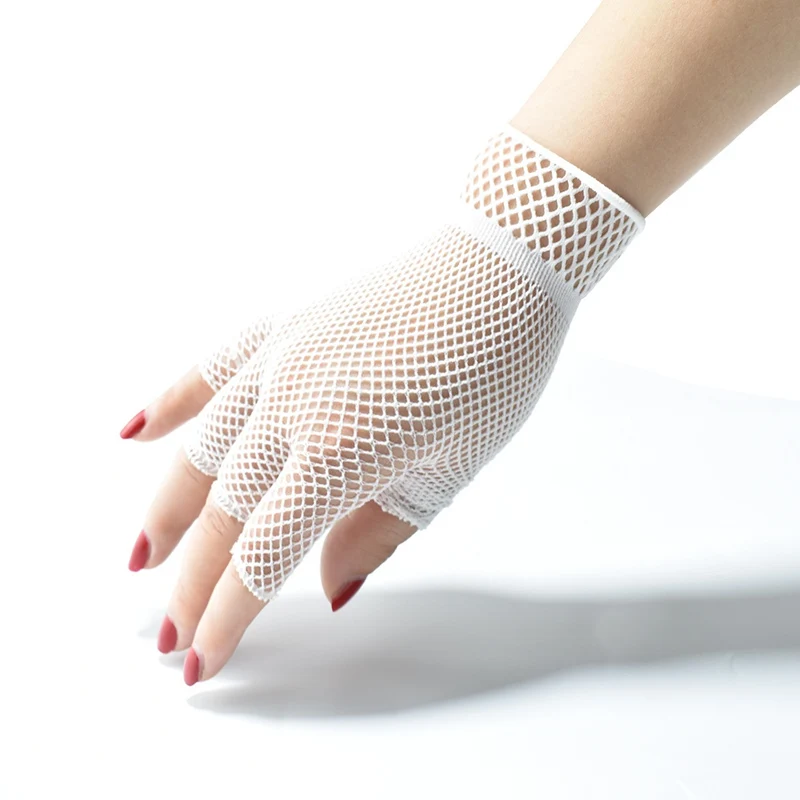 1 Pair Unisex Short Fishnet Gloves Fashion Girl Fingerless Mesh Glove Punk Rock Fancy Night Club Party Sexy Women Black Gloves