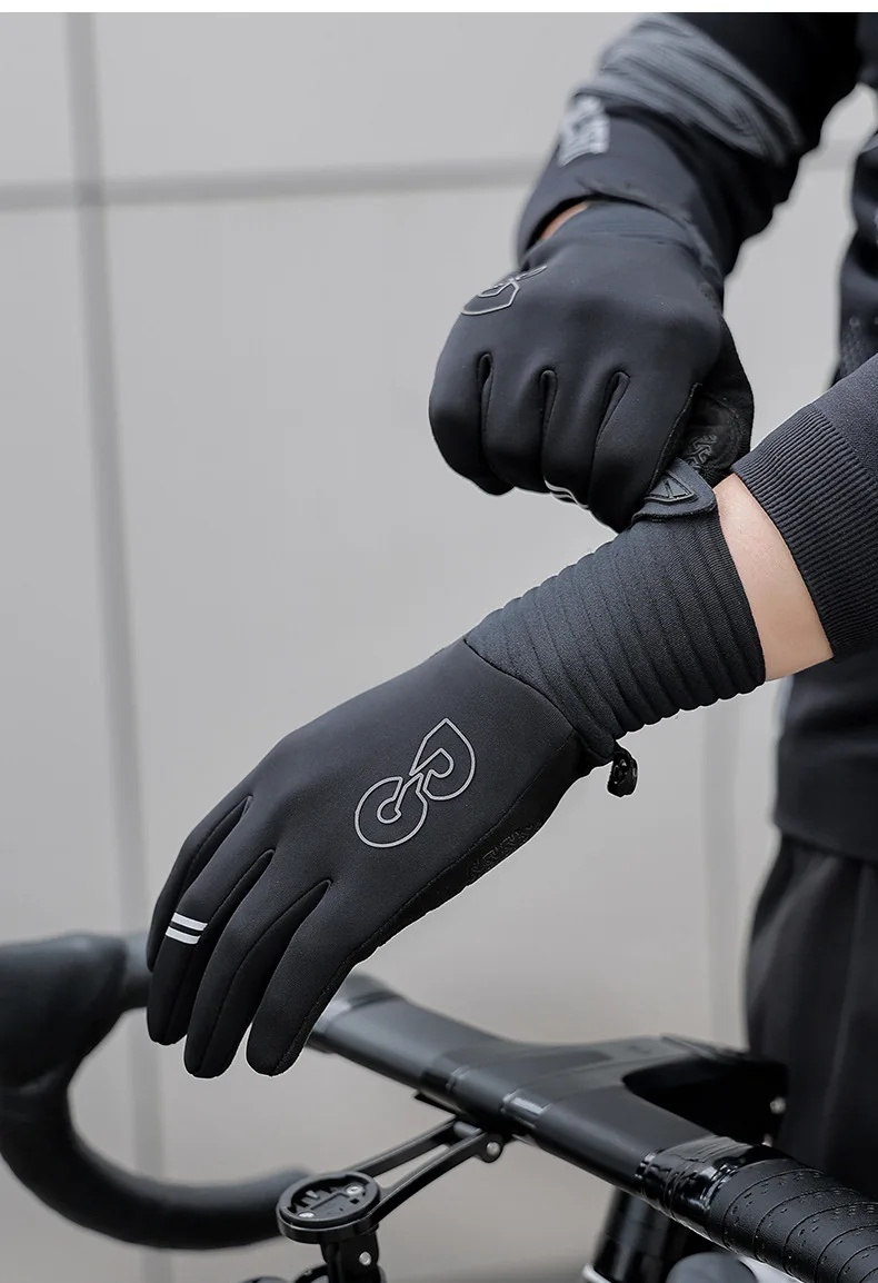 Autumn and Winter Cycling Gloves Men's and Women's Outdoor Sports Road Bikes with Fleece Warm Non-slip Cycling Gloves