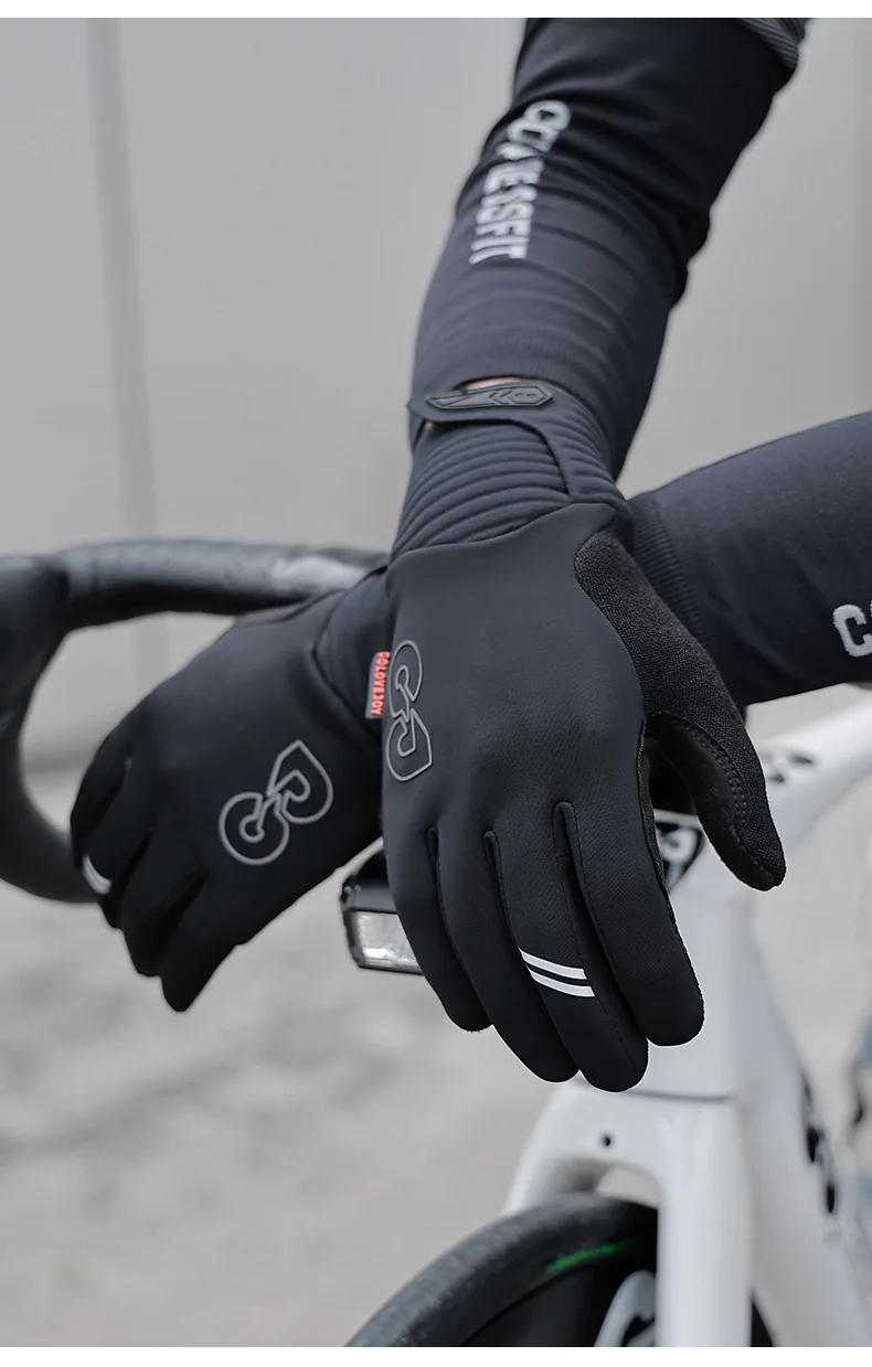 Autumn and Winter Cycling Gloves Men's and Women's Outdoor Sports Road Bikes with Fleece Warm Non-slip Cycling Gloves