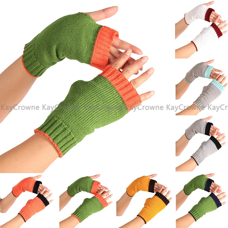 New Fingerless Gloves for Women's Gloves Winter Warm Cute Student Writing Typing Half Finger Acrylic Knitted Glove Mittens