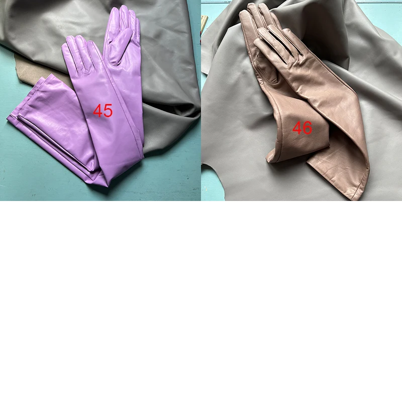 Women's Genuine Leather Gloves Black Long Sheepskin Glove Over Elbow 4050cm Ladies Mittens Winter Velvet Warm Fashion Arm Sleeve